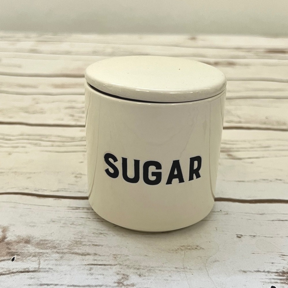 Minimalist Modern Sugar Canister Cream Ceramic  Kitchen Jar Small OS